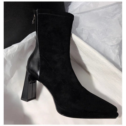 Bottines Femme à Talons Épais et Bout Pointu – Style Tendance