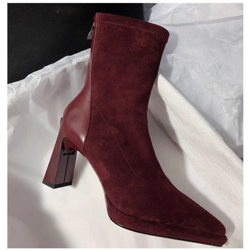 Bottines Femme à Talons Épais et Bout Pointu – Style Tendance