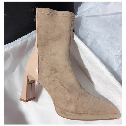 Bottines Femme à Talons Épais et Bout Pointu – Style Tendance